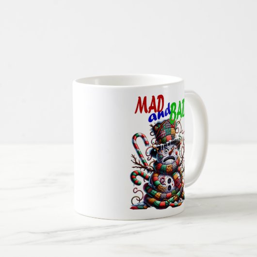 Mad and Bad, grumpy funny Snowman, fantasy art Kaffeetasse (VorderseiteRechts)