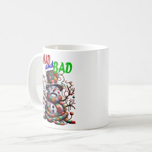 Mad and Bad, grumpy funny Snowman, fantasy art Kaffeetasse (Vorderseite Links)