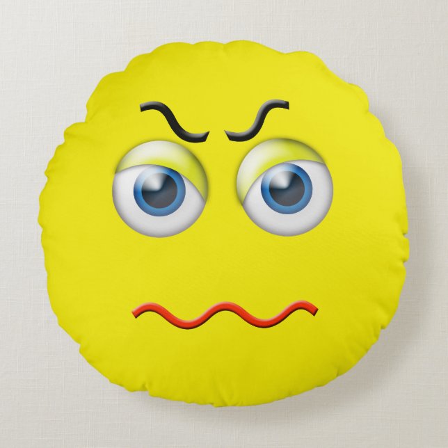 Mad Angry Emoji Rundes Kissen (Vorderseite)