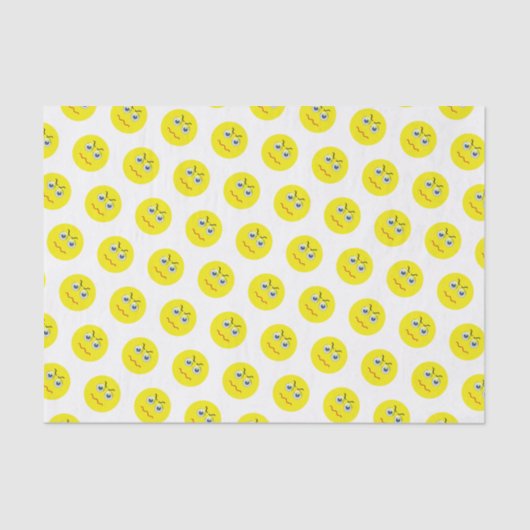 Mad Angry Grumpy Yellow Emoji Pattern Seidenpapier (Vorderseite)