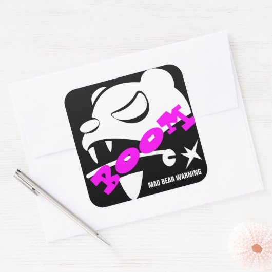 Mad Bear Quadratischer Aufkleber (Umschlag)