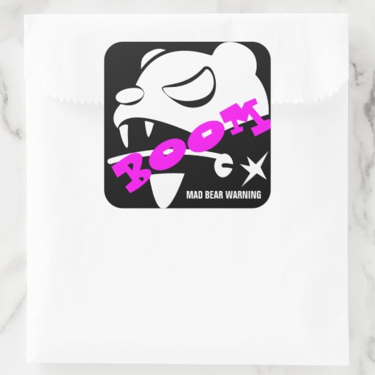 Mad Bear Quadratischer Aufkleber (Tasche)