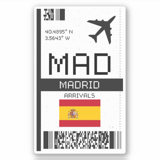 MAD Boarding Pass - Spanien Reisen Aufkleber (Vorderseite)