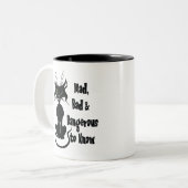 Mad, böse & gefährlich zu wissen, schwarze Katze Zweifarbige Tasse (Vorderseite Links)