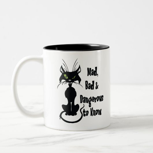 Mad, böse & gefährlich zu wissen, schwarze Katze Zweifarbige Tasse (Links)