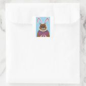 Mad Cat in Bunny Ears Easter  Quadratischer Aufkleber (Tasche)