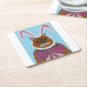 Mad Cat in Bunny Ears Easter  Rechteckiger Pappuntersetzer (angewinkelt)