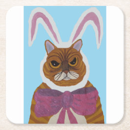 Mad Cat in Bunny Ears Easter  Rechteckiger Pappuntersetzer