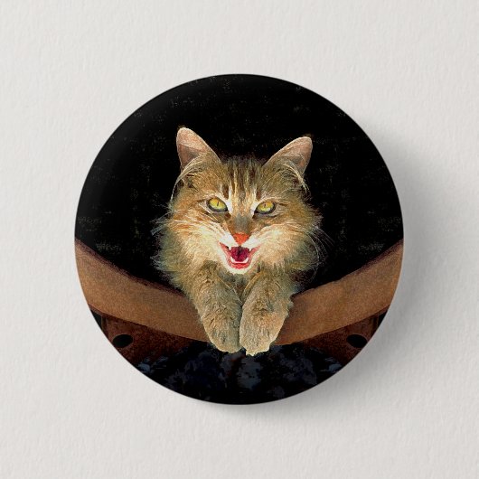 Mad Cat Painting - Niedliche Original Cat Art Button (Vorderseite)
