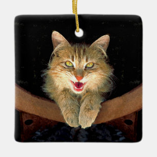 Mad Cat Painting - Niedliche Original Cat Art Keramikornament