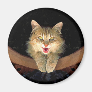 Mad Cat Painting - Niedliche Original Cat Art Magnet