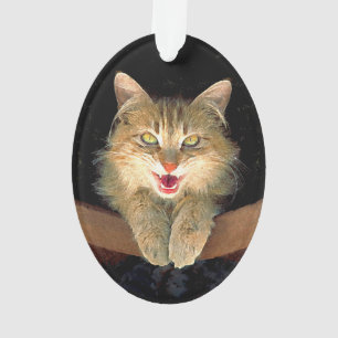 Mad Cat Painting - Niedliche Original Cat Art Ornament