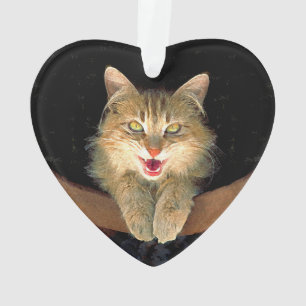 Mad Cat Painting - Niedliche Original Cat Art Ornament