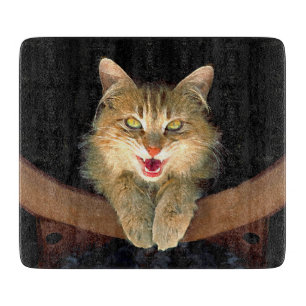 Mad Cat Painting - Niedliche Original Cat Art Schneidebrett