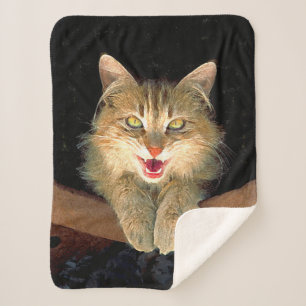 Mad Cat Painting - Niedliche Original Cat Art Sherpadecke