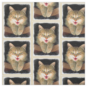 Mad Cat Painting - Niedliche Original Cat Art Stoff