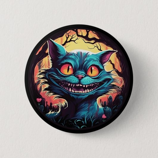 Mad Cheshire Cat Alice im Wunderland Button (Vorderseite)