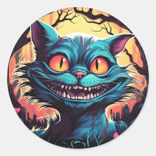 Mad Cheshire Cat Alice im Wunderland Runder Aufkleber