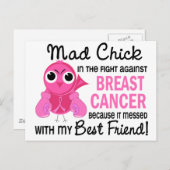 Mad Chick 2 Best Friend Breast Cancer Postkarte (Vorne/Hinten)