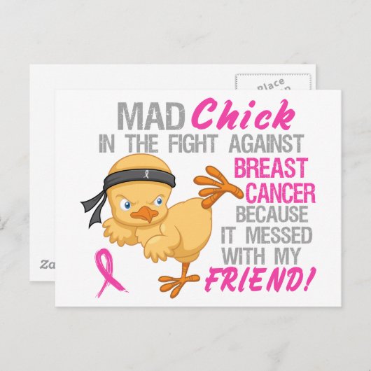 Mad Chick mit Freund 3 Brustkrebs Postkarte (Vorne/Hinten)