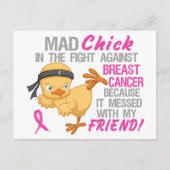 Mad Chick mit Freund 3 Brustkrebs Postkarte (Vorderseite)