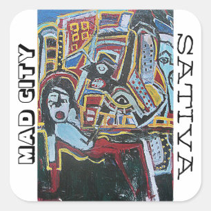 MAD CITY SATIVA QUADRATISCHER AUFKLEBER