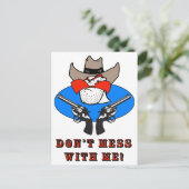 Mad Cowboy Funny Spaß Illustration Postkarte (Stehend Vorderseite)