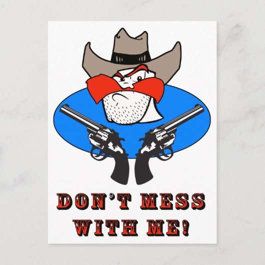 Mad Cowboy Funny Spaß Illustration Postkarte (Vorderseite)