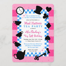 Mad Hatter 1. Geburtstag Party Einladung