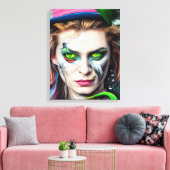 Mad Hatter AI generierte Kunst-Leinwand-Druck Leinwanddruck (Insitu (Wohnzimmer))