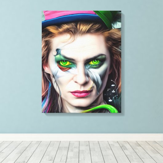 Mad Hatter AI generierte Kunst-Leinwand-Druck Leinwanddruck (Insitu (Holzboden))