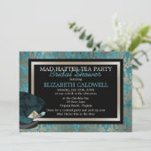 Mad Hatter Alice im Wunderland Brautparty Einladung (Stehend Vorderseite)