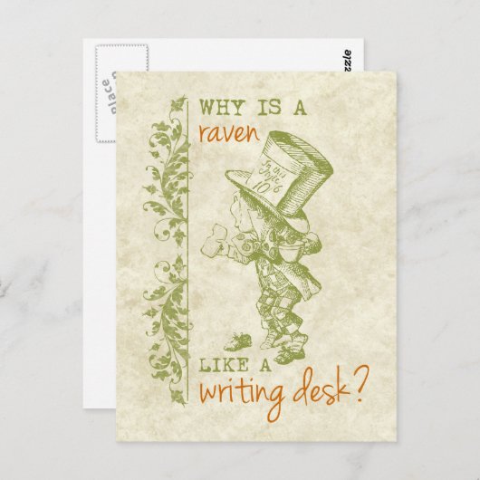 Mad Hatter, Alice im Wunderland Postkarte (Vorne/Hinten)