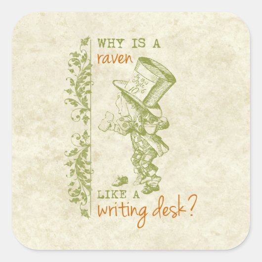 Mad Hatter, Alice im Wunderland Quadratischer Aufkleber (Vorderseite)