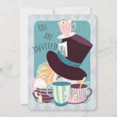 Mad Hatter Birthday Tea Party Feiertagskarte (Vorderseite)