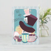 Mad Hatter Birthday Tea Party Feiertagskarte (Stehend Vorderseite)