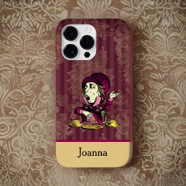 Mad Hatter Burgundy und Gold Damask mit Monogram Case-Mate iPhone 14 Pro Max Hülle