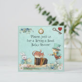 Mad Hatter & Cheshire Cat Bringen Sie eine Buchdus Einladung (Stehend Vorderseite)