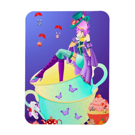 Mad Hatter in Teacup Magnet (Vertikal)