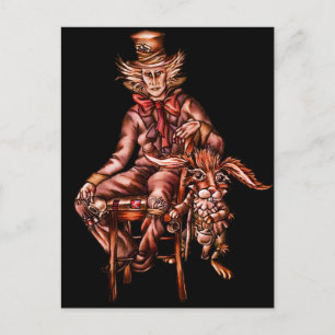 Mad Hatter mit März Hare Zeichnend Postkarte