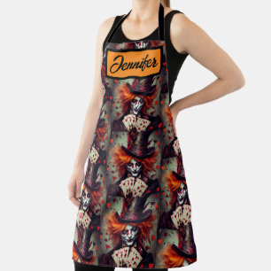 Mad Hatter mit Spielkarten Schürze