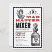 Mad Hatter Mixer Party auf Weiß Einladung (Vorderseite)