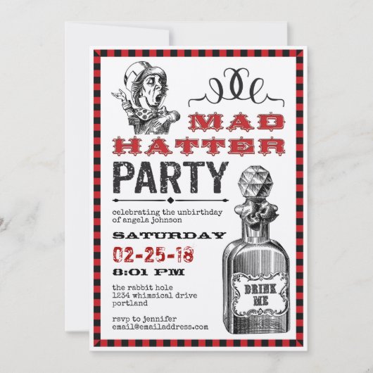 Mad Hatter-Party Einladung (Vorderseite)