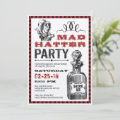 Mad Hatter-Party Einladung (Stehend Vorderseite)
