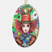 Mad Hatter & Rabbit Keramik Ornament (Links)