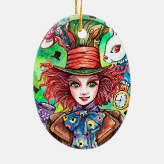 Mad Hatter & Rabbit Keramik Ornament (Hinten)