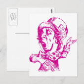Mad Hatter rosa Postkarte (Vorne/Hinten)