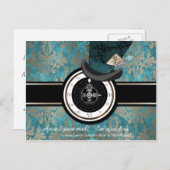 Mad Hatter Save the Date Postcard Ankündigungspostkarte (Vorne/Hinten)