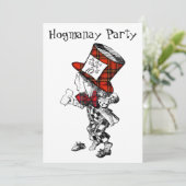 Mad Hatter Scottish Hogmanay Party Einladung Card (Stehend Vorderseite)