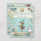 Mad Hatter Sip & See Babydusche Einladung (Vorne/Hinten)